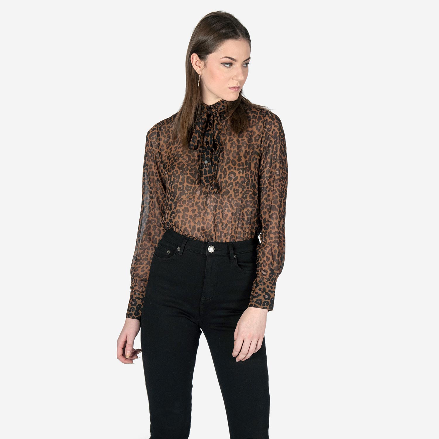 Victoria - Leopard Print Top with Bow | Straight To Hell Apparel