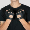 Artificial leather fingerless gloves