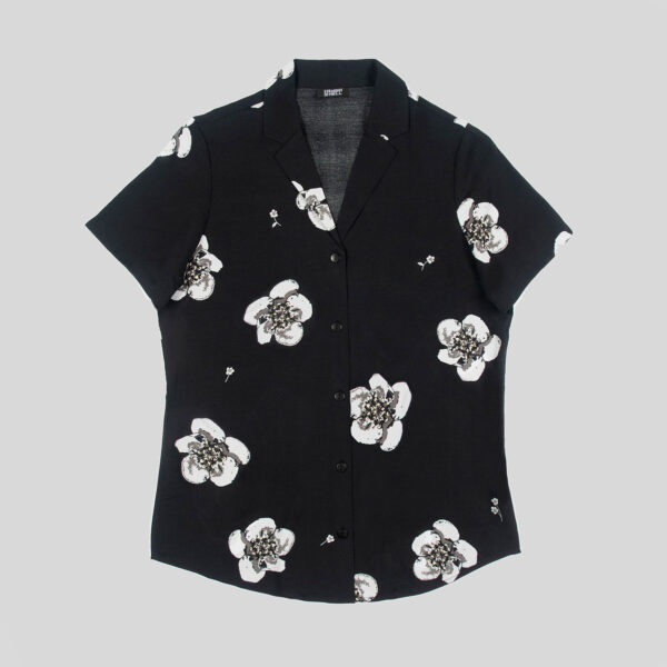 Heart Full of Soul - Black and Grey Floral Print Shirt (Size XS, S, M, L, 2XL, 3XL, 4XL)