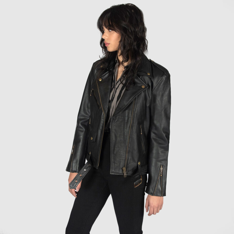 Commando Oversized - Black and Brass Leather Jacket | Straight To Hell ...