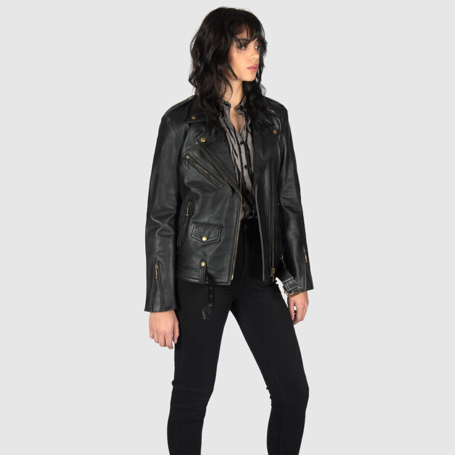 Commando Oversized - Black and Brass Leather Jacket | Straight To Hell ...