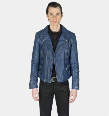 Defector blue leather jacket