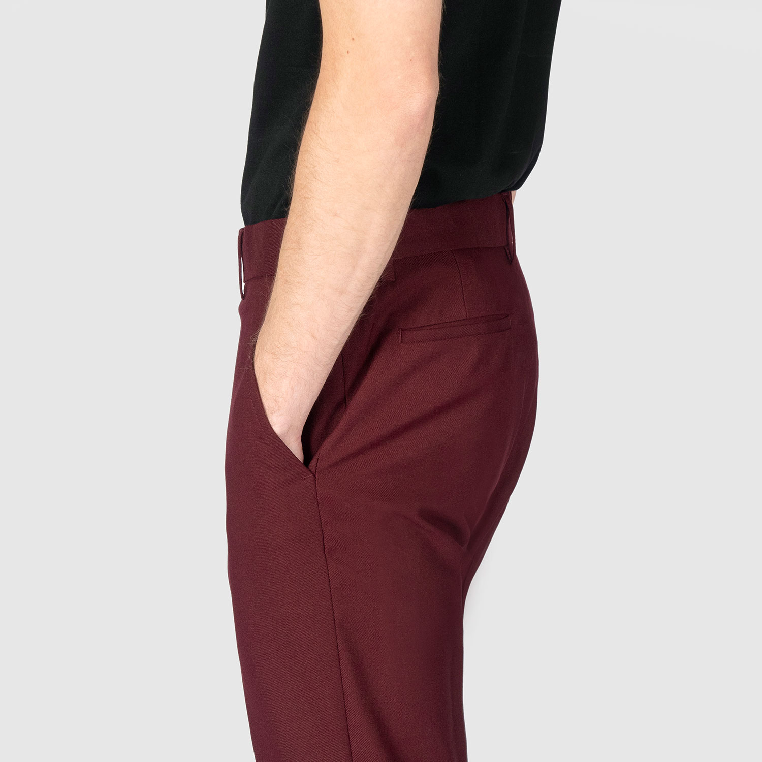 Buy Retro Burgundy Casual Pants - Shoptery
