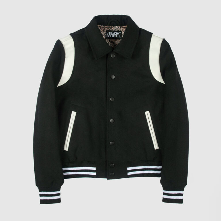 Jet - Black and White Varsity Jacket | Straight To Hell Apparel