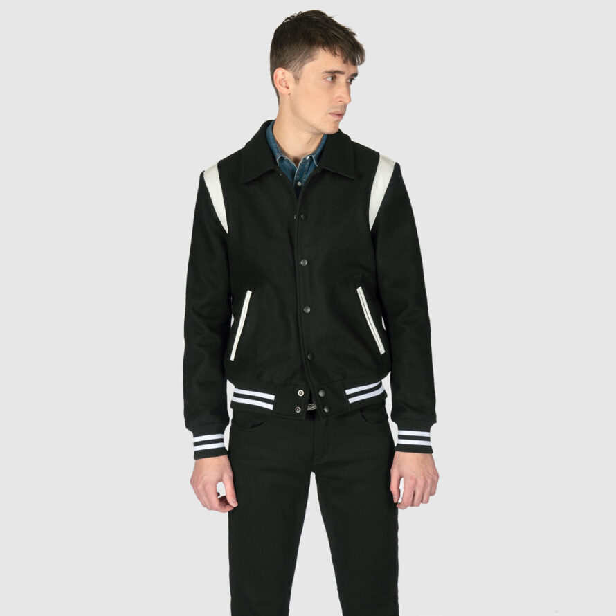 Jet - Black and White Varsity Jacket | Straight To Hell Apparel