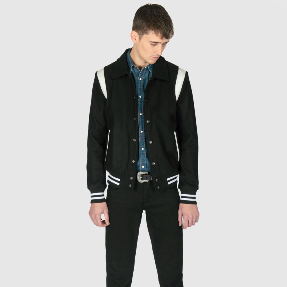 Jet - Black and White Varsity Jacket | Straight To Hell Apparel