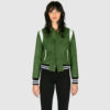 Varsity jacket made from green, wool-blend