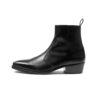 men’s black, premium leather boot featuring a side ankle zipper