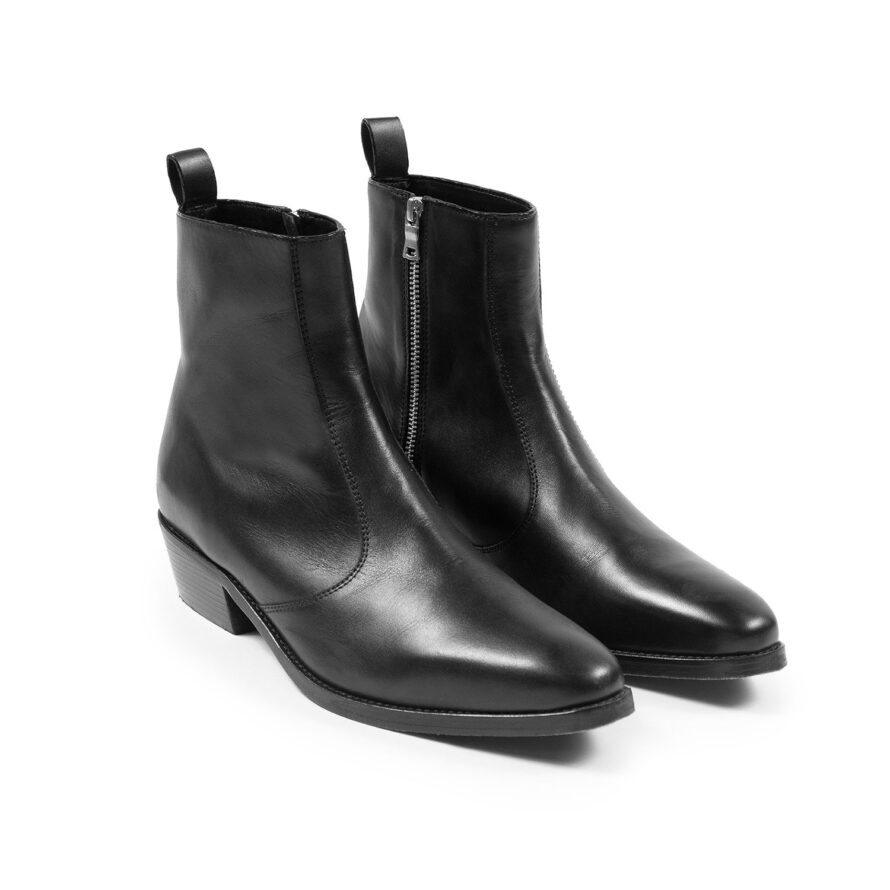 Richards - Black Leather Zip Boot | Straight To Hell Apparel