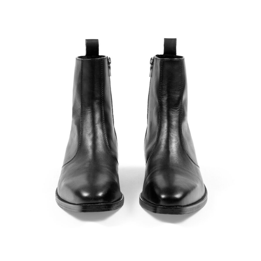 Richards - Black Leather Zip Boot | Straight To Hell Apparel