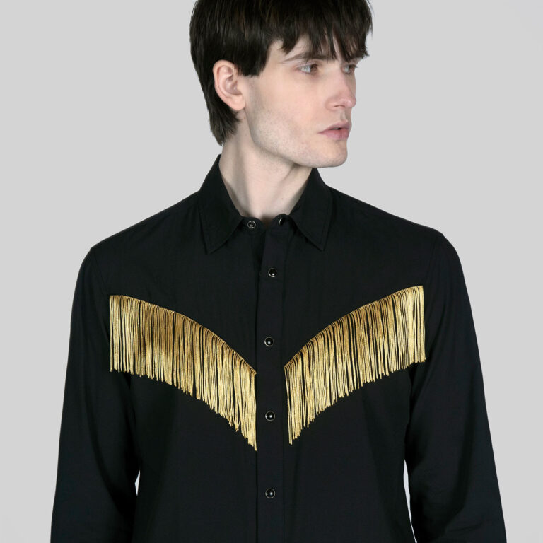 Around Town - Black and Gold Fringe Western Shirt | Straight To Hell ...