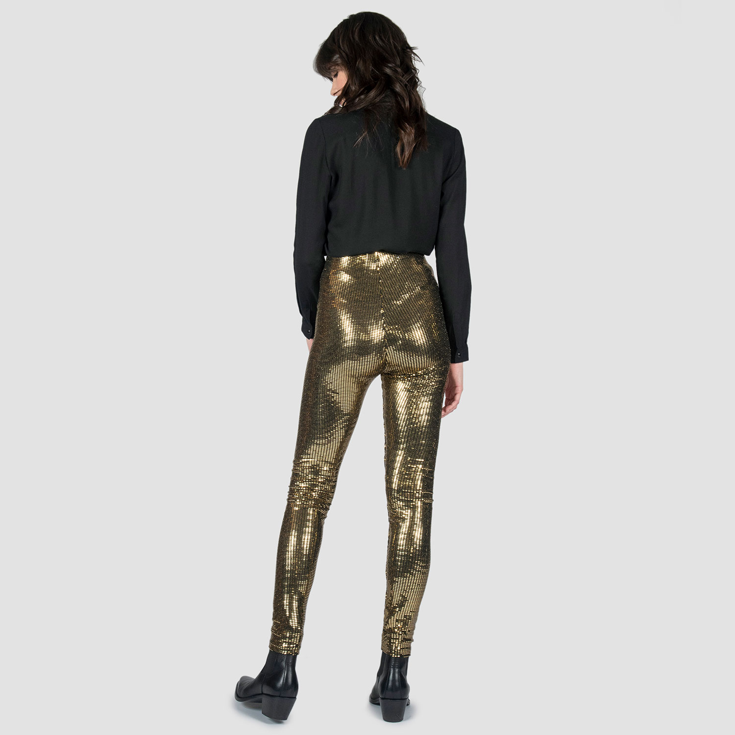 Zara Tan Gold Button High Waisted Leggings Pants XL