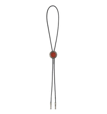Lost Highway bolo tie features a polished jasper stone