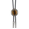 Lost Highway bolo tie features a polished tiger's eye stone