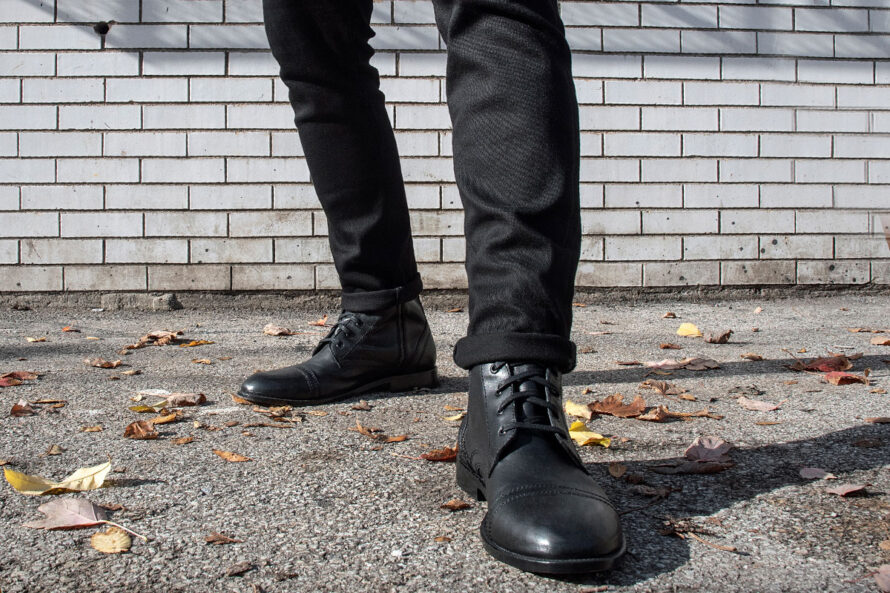 Division – Black and Silver Leather Combat Boots