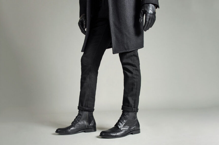 Division – Black and Silver Leather Combat Boots