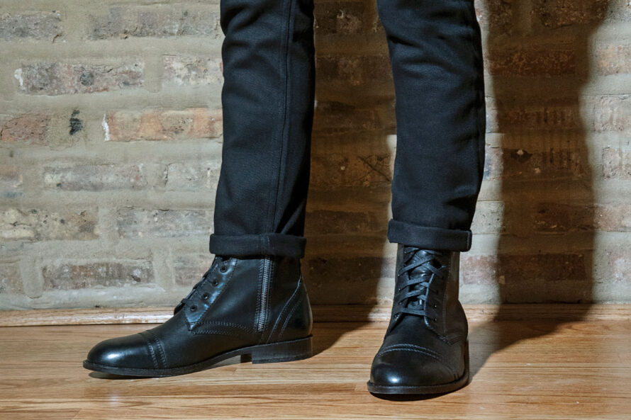 Division – Black and Silver Leather Combat Boots