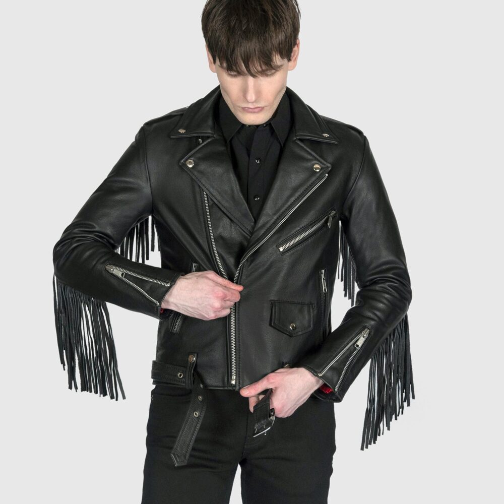 Commando Fringe Leather Jacket with Fringe Straight To Hell Apparel