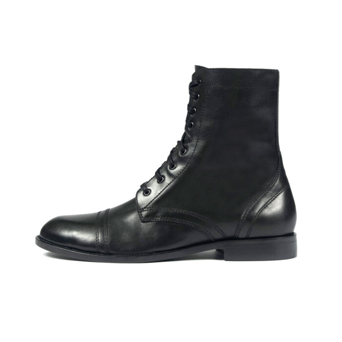 Division - Black and Nickel Leather Combat Boots | Straight To Hell Apparel