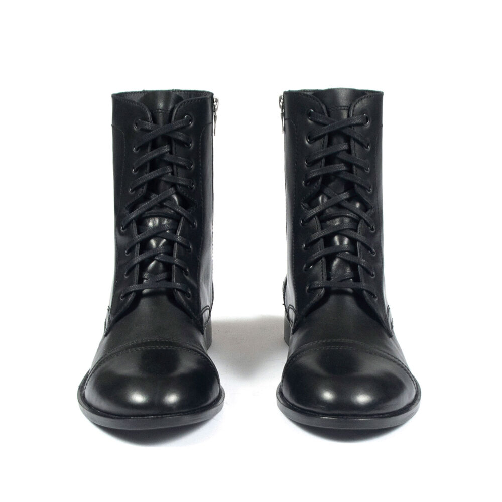 Division - Black and Nickel Leather Combat Boots | Straight To Hell Apparel