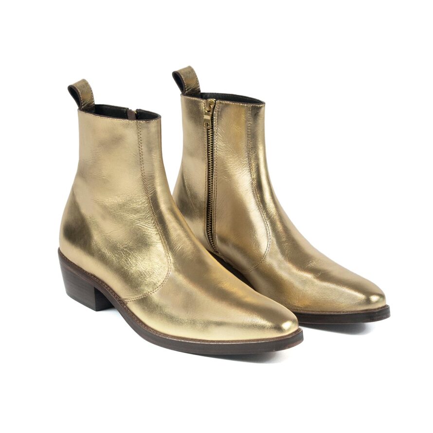 Richards - Gold Leather Zip Boot | Straight To Hell Apparel