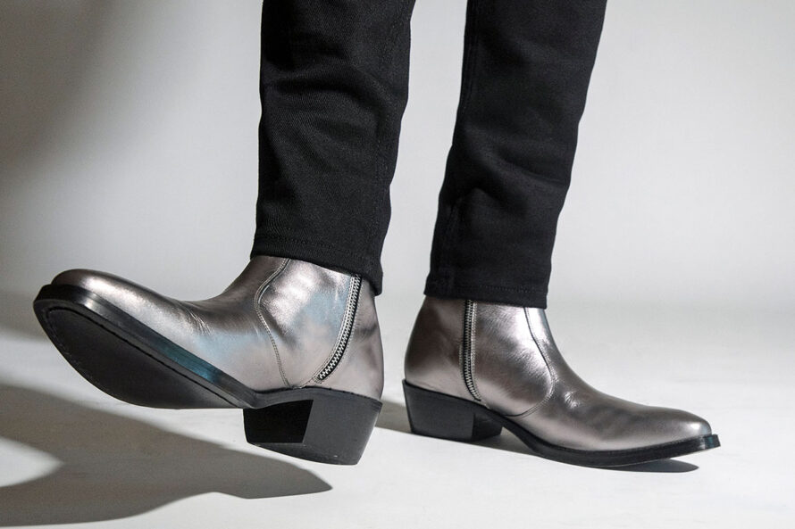 Richards – Silver Leather Zip Boots