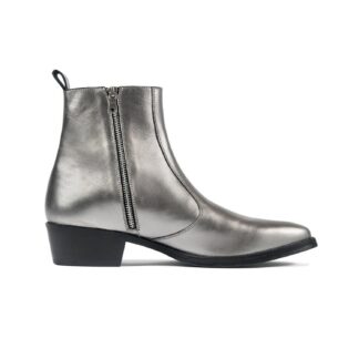 Richards - Silver Leather Zip Boot