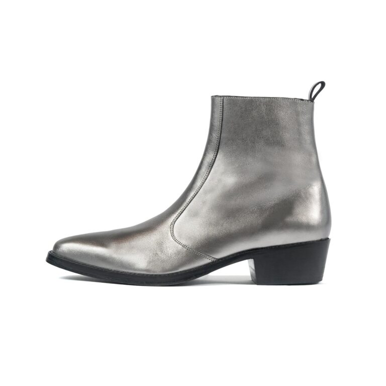 Richards - Silver Leather Zip Boot | Straight To Hell Apparel