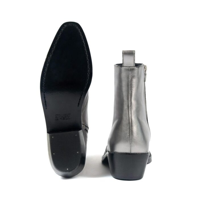 Richards - Silver Leather Zip Boot | Straight To Hell Apparel