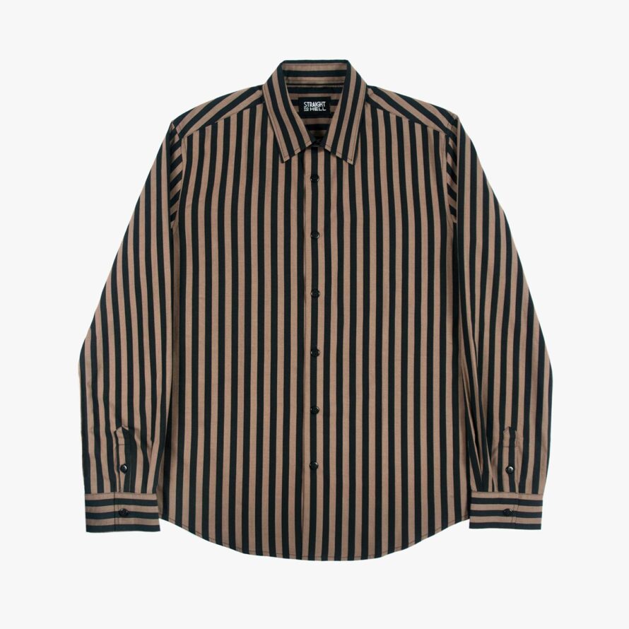 Dragging the Line - Brown and Black Striped Shirt (Size XS, S, M, L, XL ...