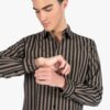 Dragging the Line - Brown and Black Striped Shirt