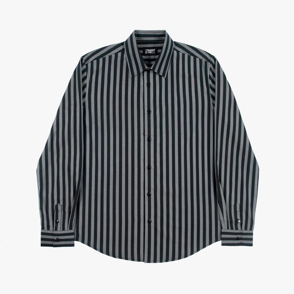 Dragging the Line - Grey and Black Striped Shirt (Size XS, S, M, L, XL ...