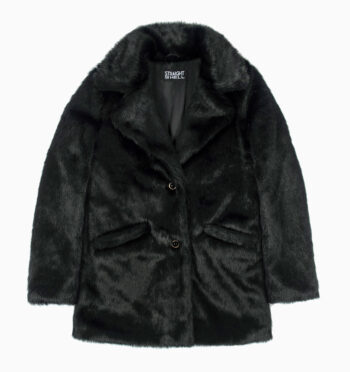 DeVille - Black Faux Fur Coat (Size XS, S, M, L, XL, 2XL, 3XL, 4XL)