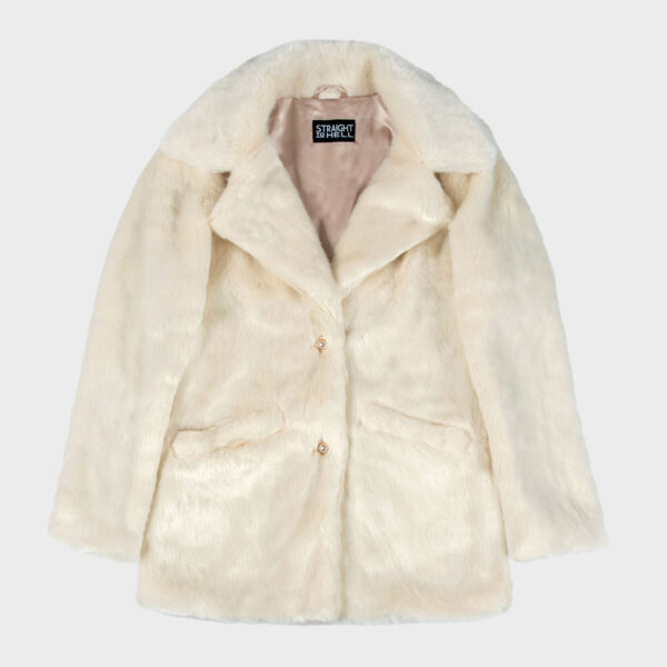 DeVille - Cream Faux Fur Coat (Size XS, S, M, L, XL, 2XL, 3XL, 4XL)
