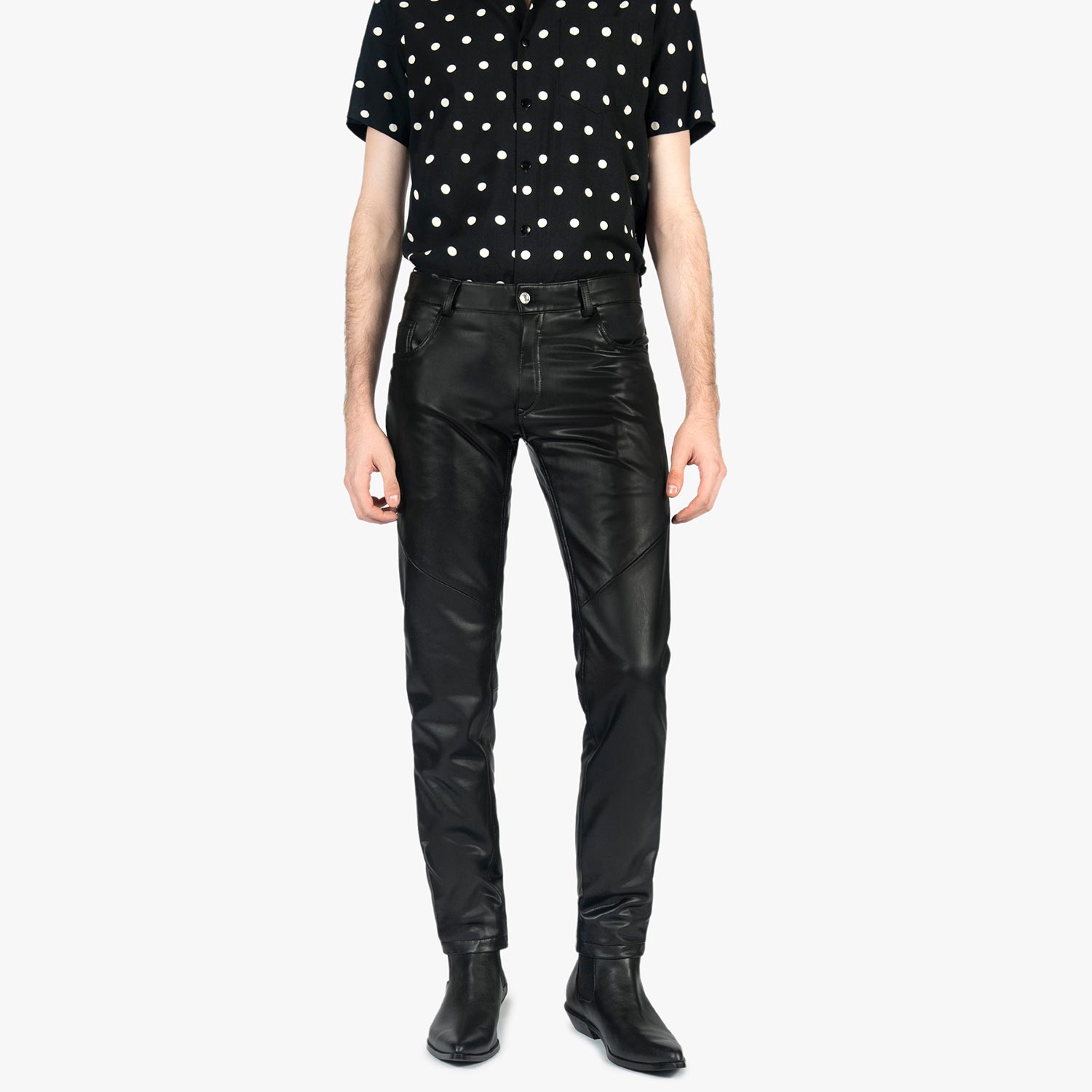 Skinny-fit stretch leather pants in black - Saint Laurent