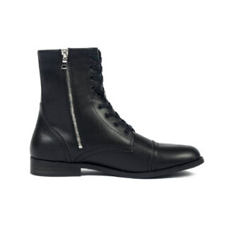 Vegan Division - Black and Nickel Faux Leather Combat Boots