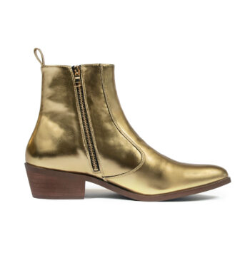 Vegan Richards - Gold Faux Leather Zip Boots