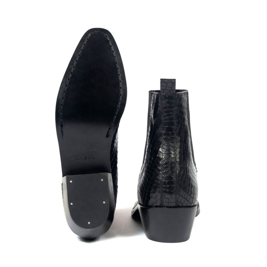 snakeskin chelsea boots