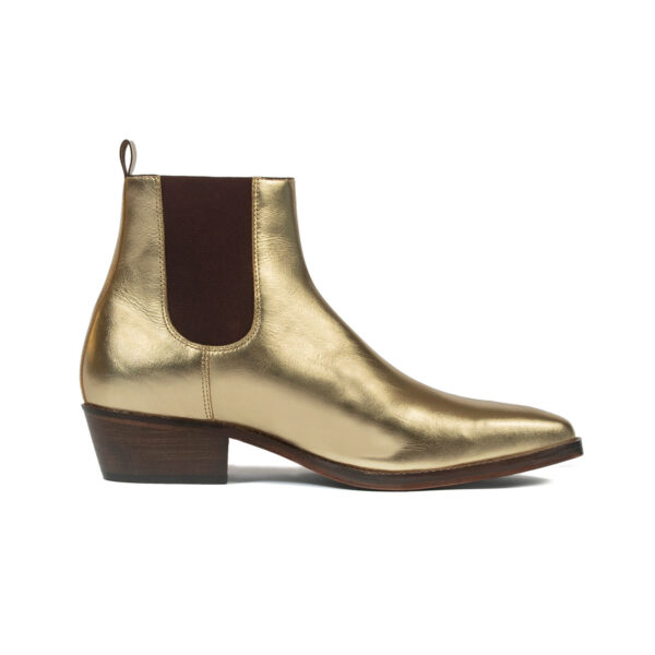 Marquee - Gold Leather Chelsea Boots