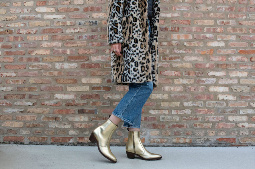 Richards – Gold Leather Zip Boots