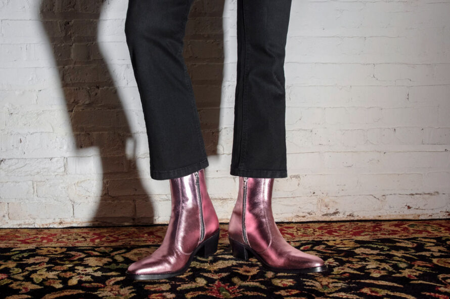 Richards – Pink Leather Zip Boots