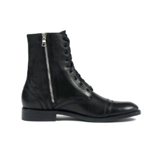 Division - Black and Nickel Leather Combat Boots