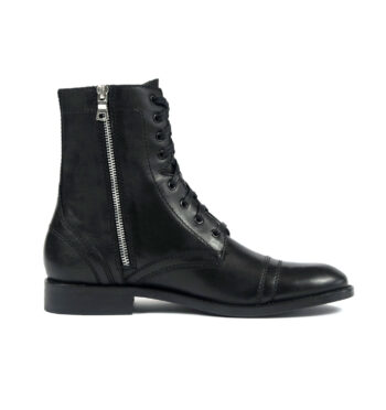 Division - Black and Nickel Leather Combat Boots