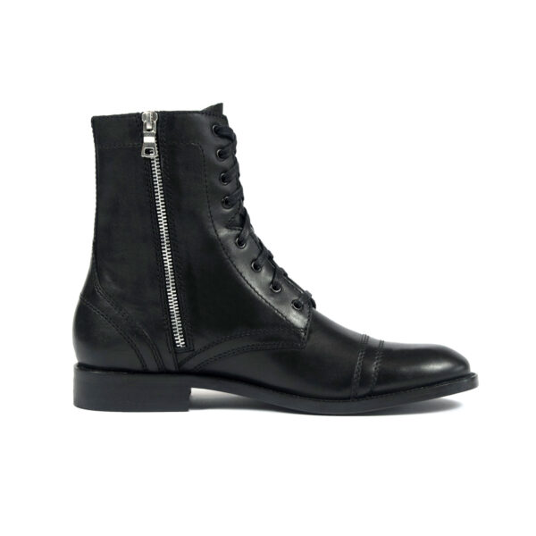 Division - Black and Nickel Leather Combat Boots