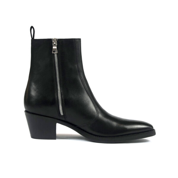 Richards - Black Leather Zip Boot