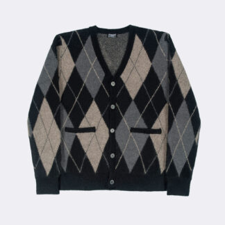 Miles - Black and Grey Argyle Cardigan Sweater