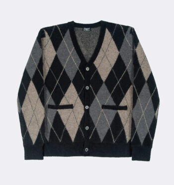 Miles - Black and Grey Argyle Cardigan Sweater