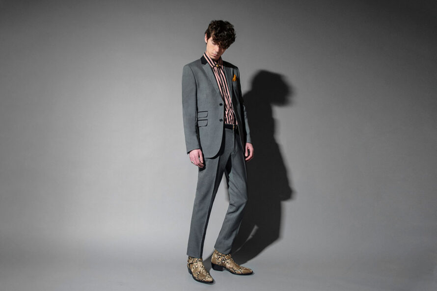 Domino – Grey and Black Blazer with Hitmaker grey slim fit pants.