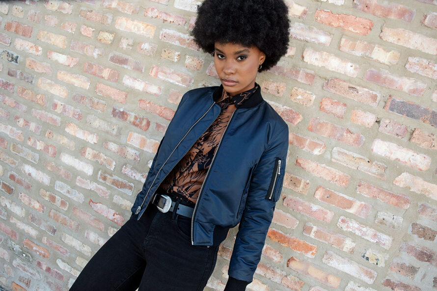 Del Bomber – Blue and Tan Reversible Flight Jacket