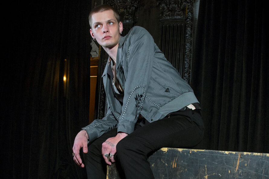 Leone – Grey Embroidered Gabardine Jacket